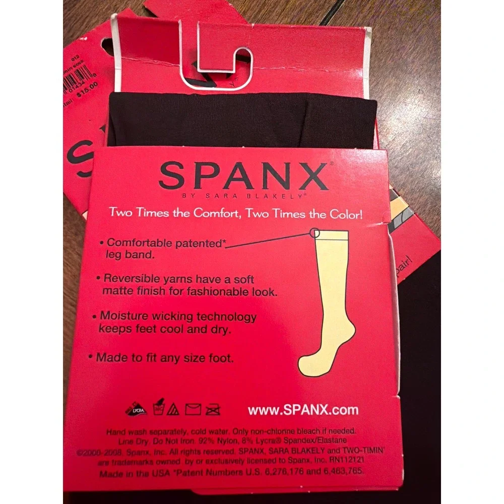 2 Pack Spanx Two-timin Reversible Trouser Socks Black Brown Knee High Regular